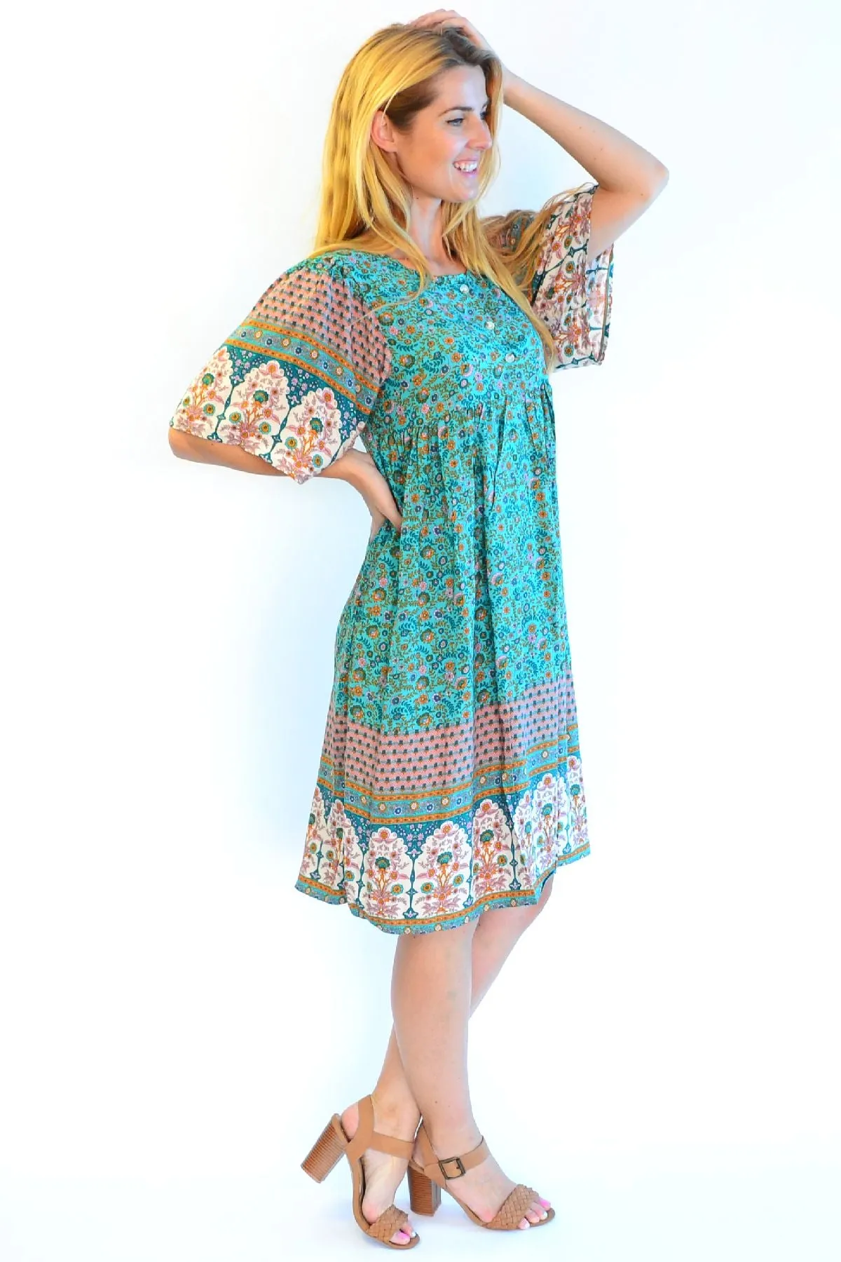 Persian Palace bell sleeve Tunic Dress