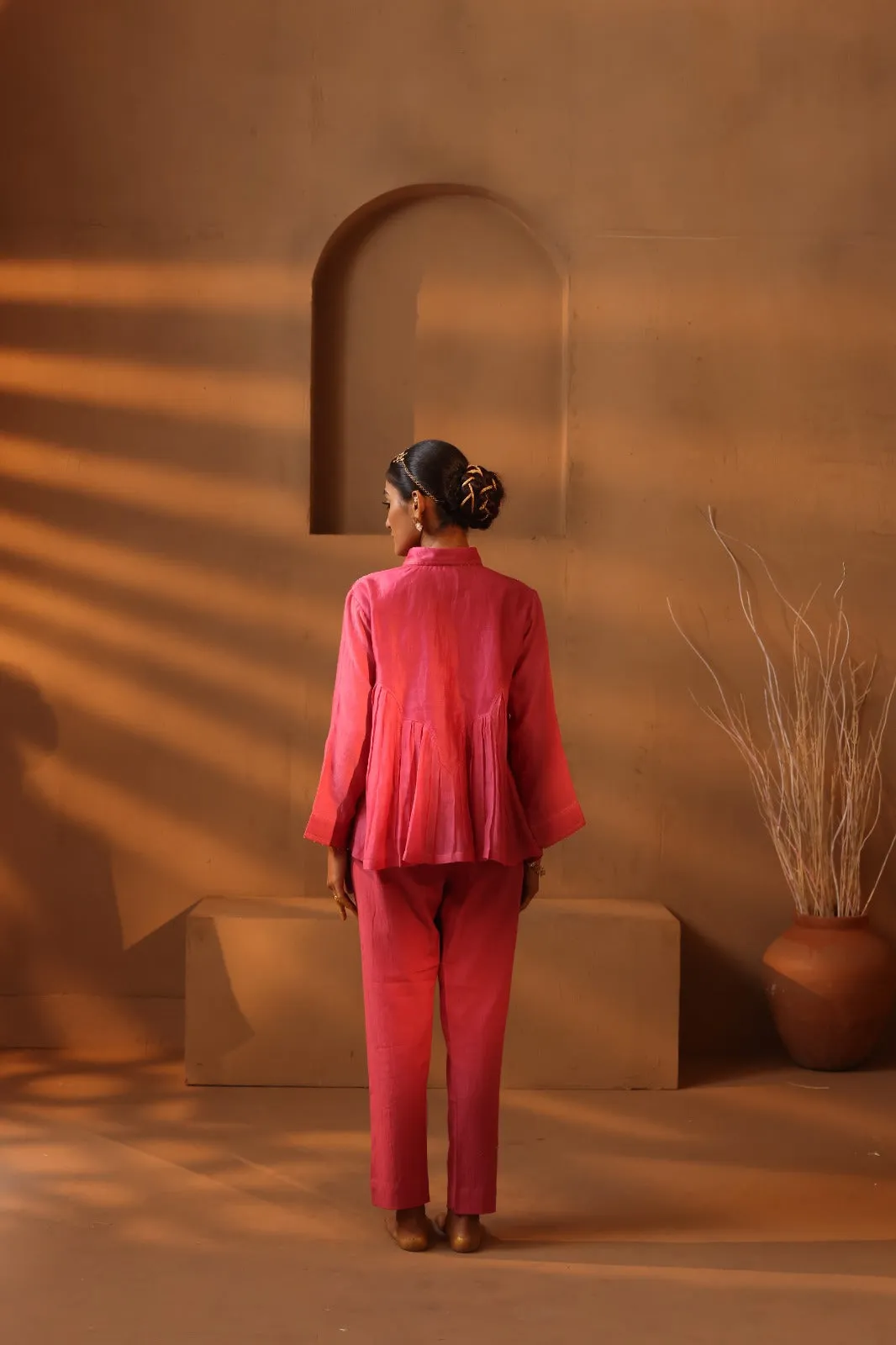 Pink embroidered top and pant