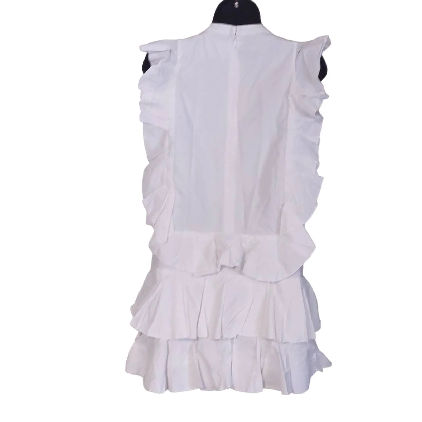 Piper By Townsen Beaded Ruffle Tunic Dress XS White