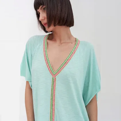 Pitusa Mini Pima Abaya Tunic Cover Up - Turquoise