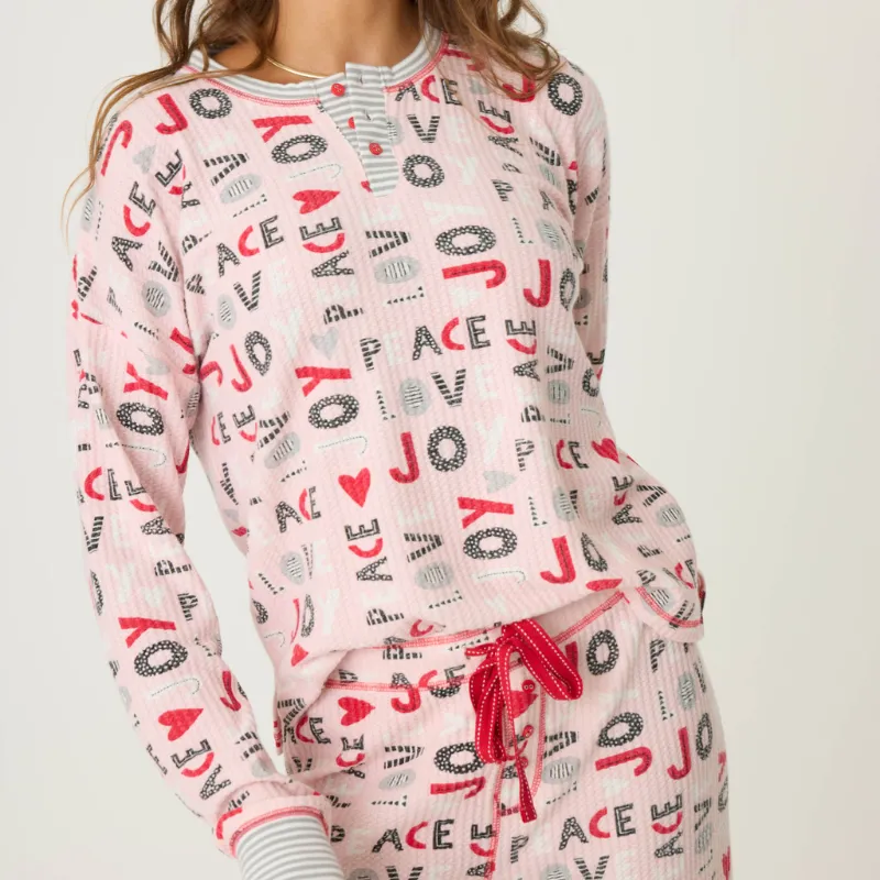 PJ Salvage Peace & Joy Thermal Ski Jammie Set Blush