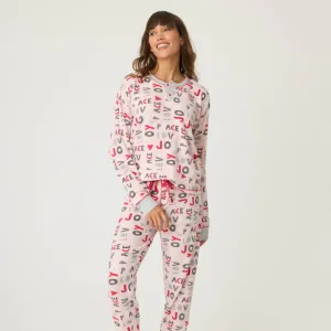 PJ Salvage Peace & Joy Thermal Ski Jammie Set Blush