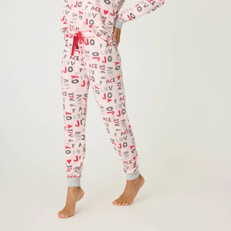 PJ Salvage Peace & Joy Thermal Ski Jammie Set Blush