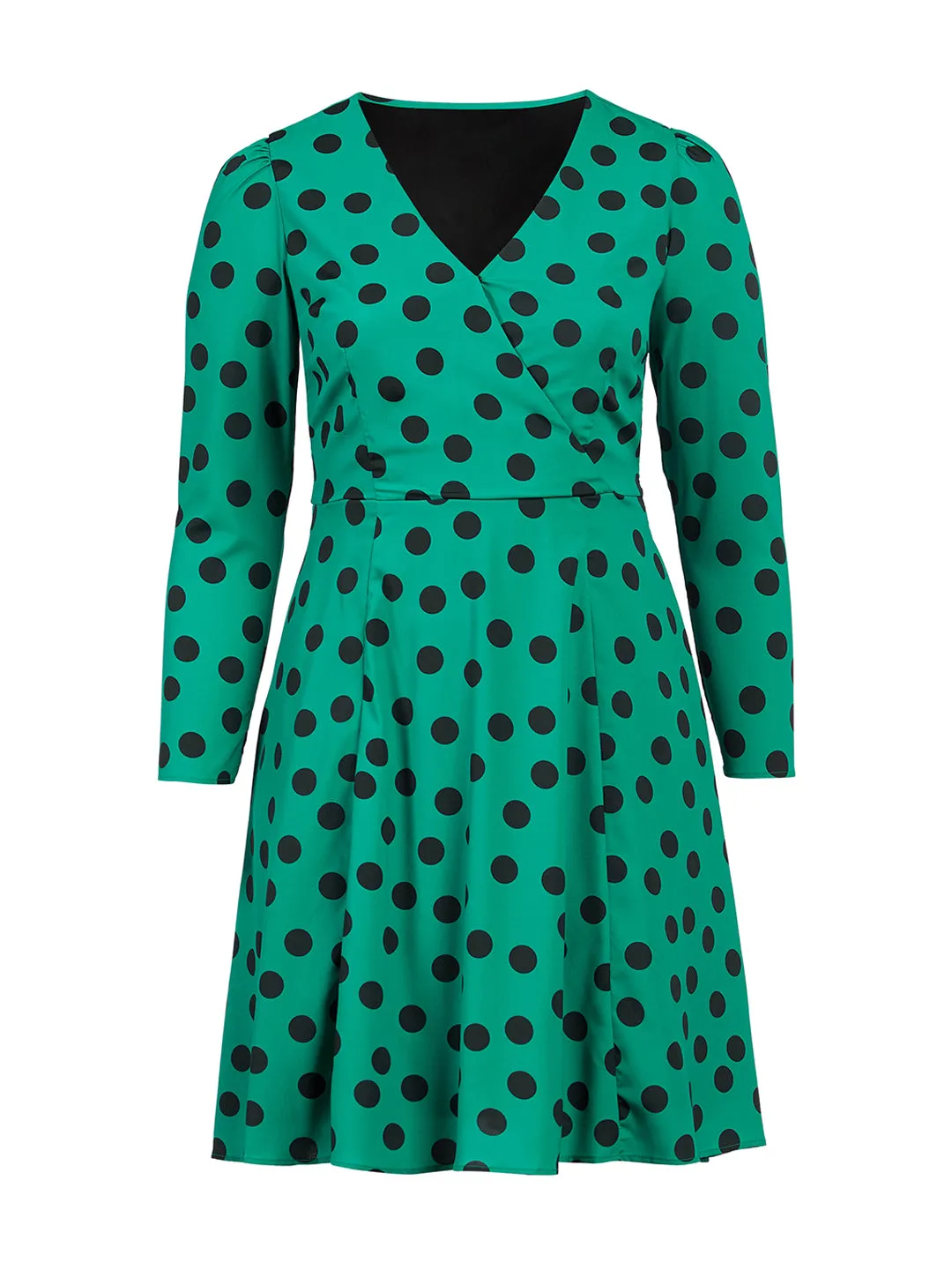 Polka Dot Faux-Wrap Dress