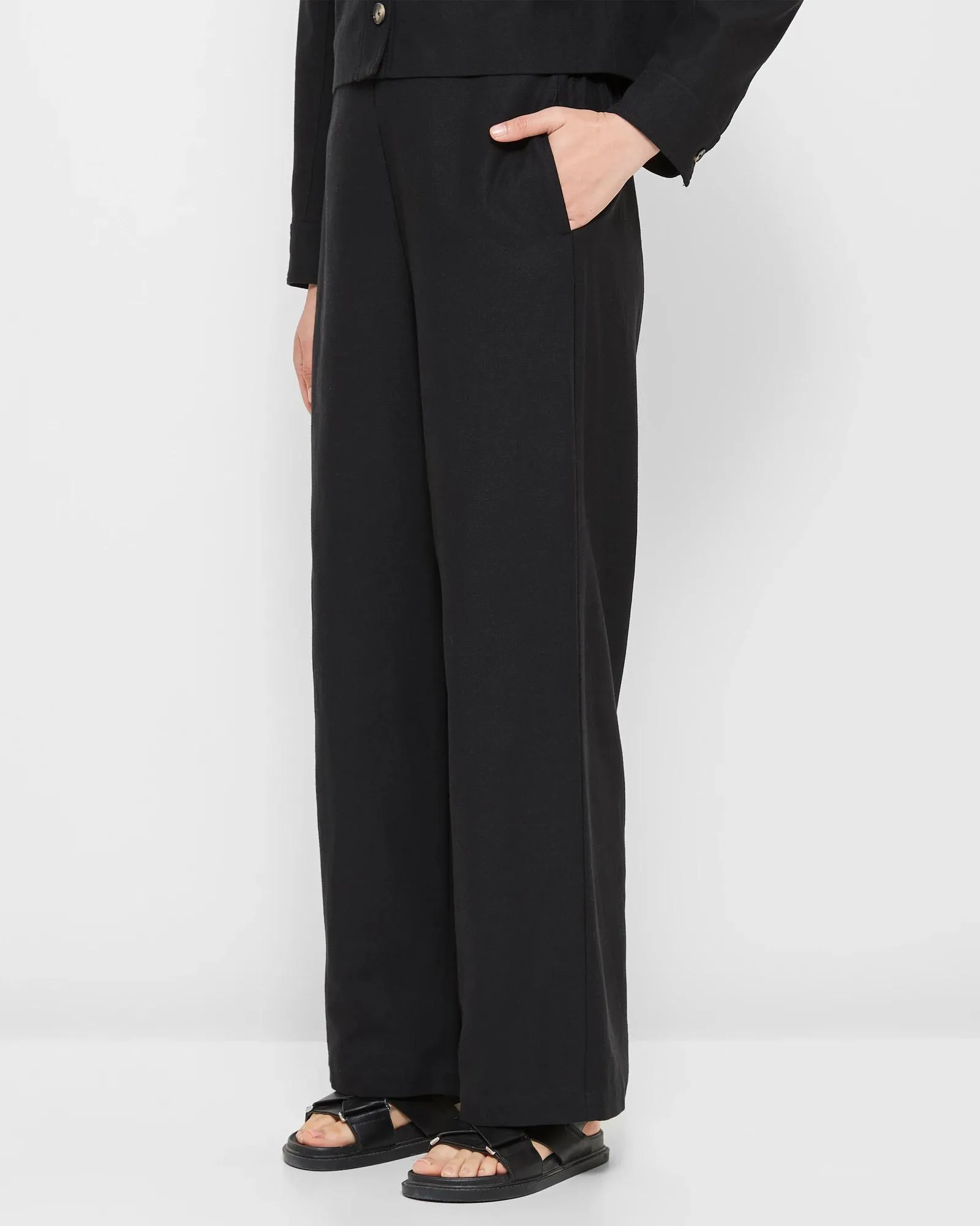 popular  Linen Blend Wide Leg Pants - Preview