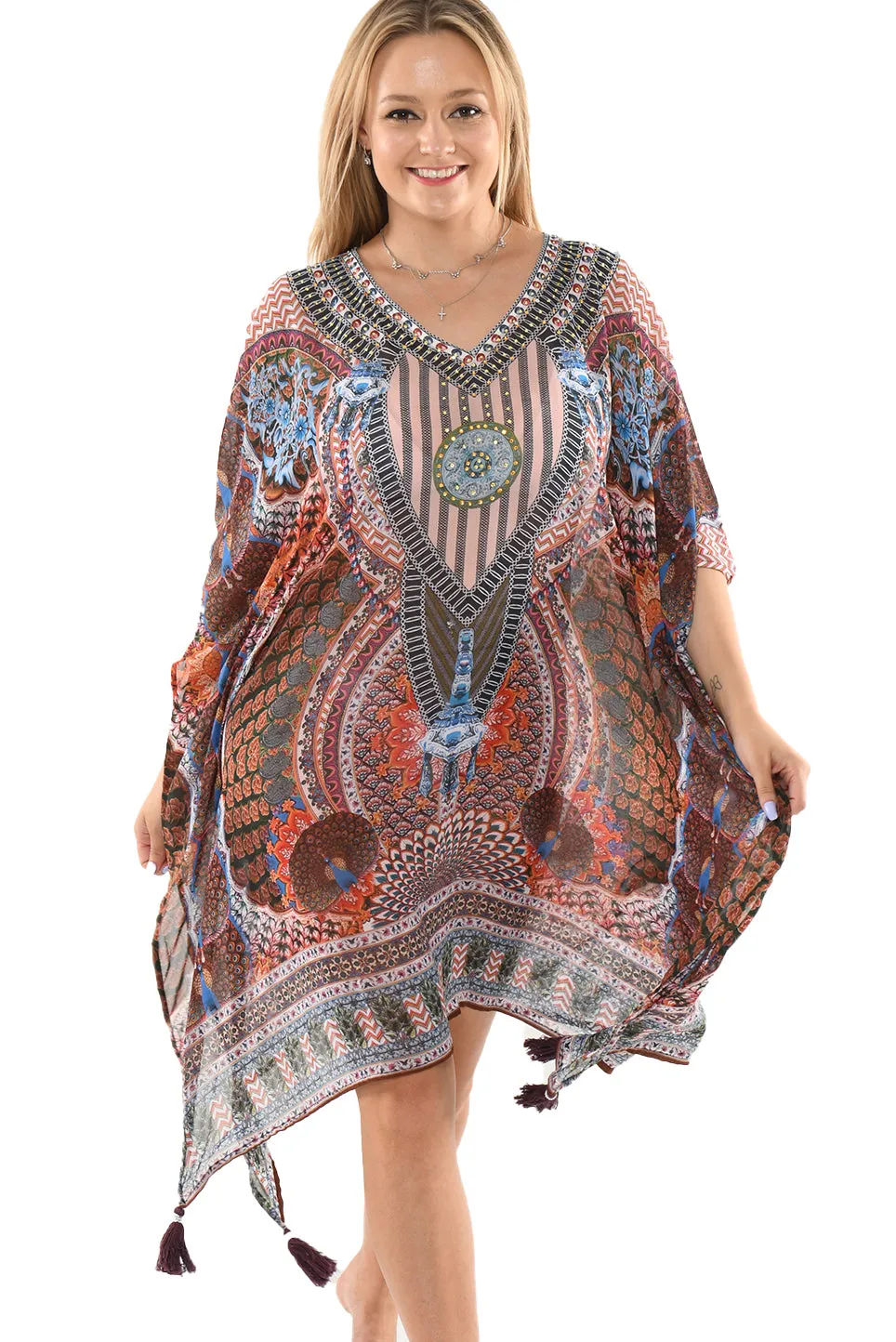 Print Tassel Long Tunic By AZUCAR - LCT245