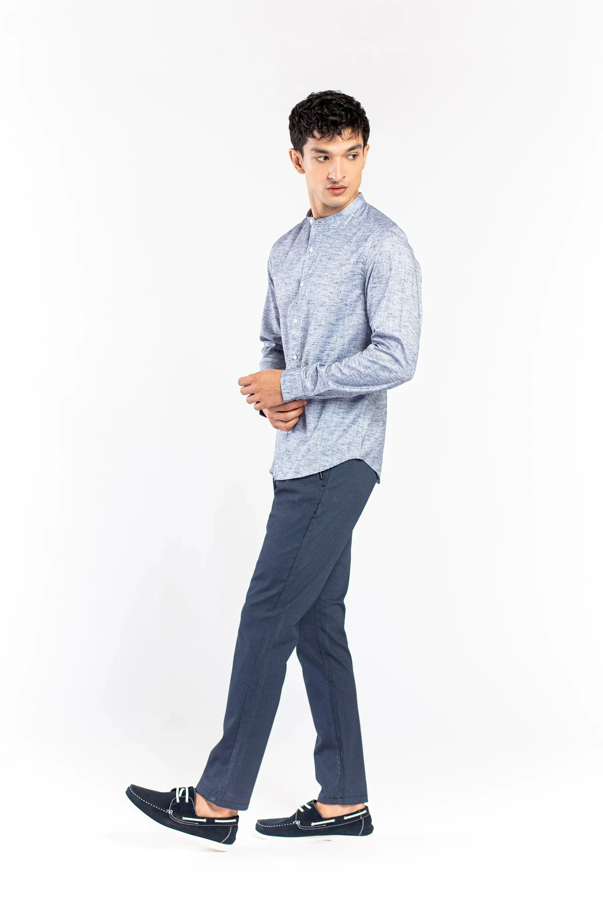 Printed Medium Blue Chinos