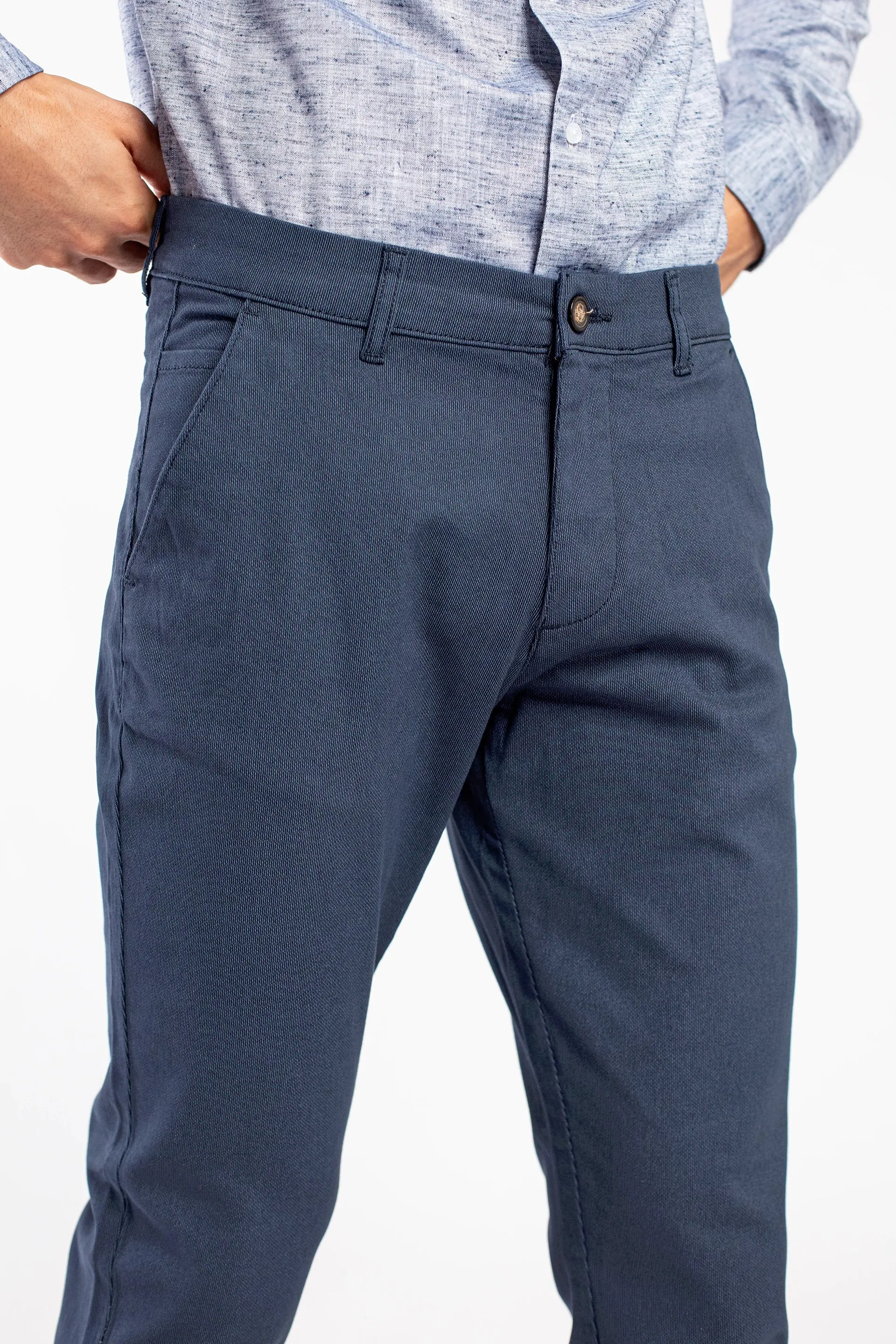 Printed Medium Blue Chinos