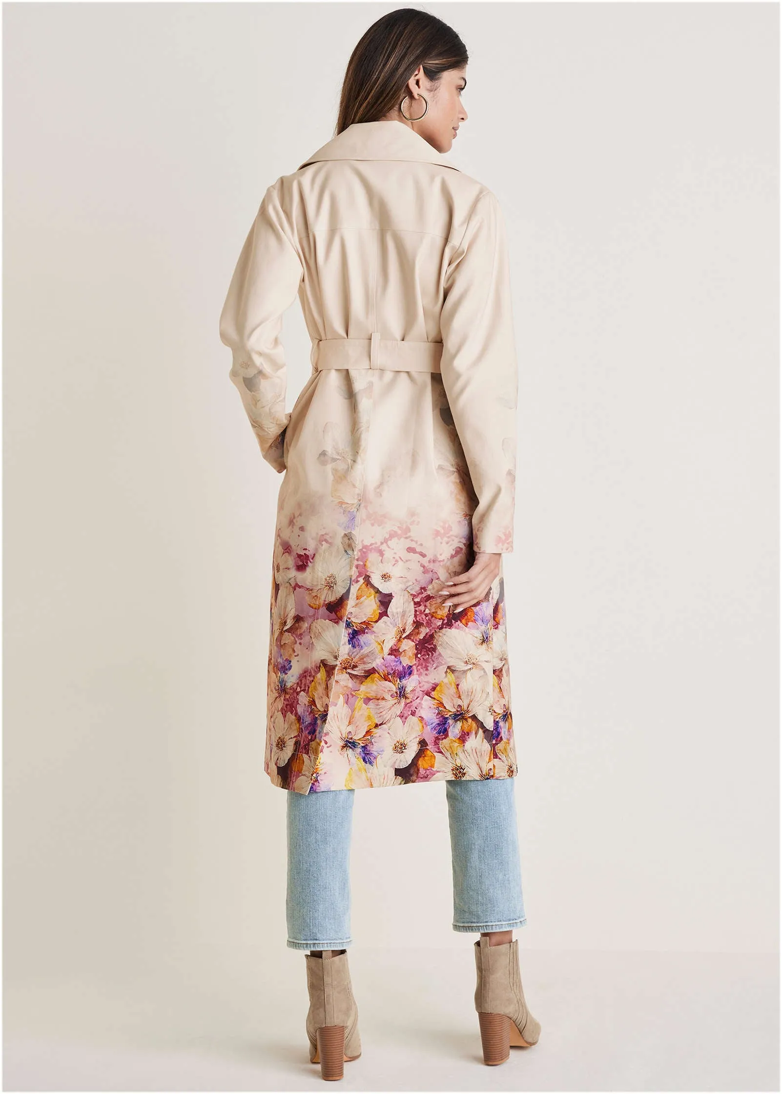 Printed Trench Coat - Digital Wildflowers