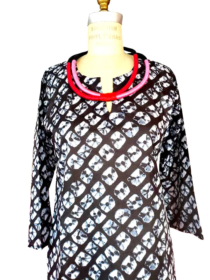 Raja Cotton Tunic Black White Tie Dye