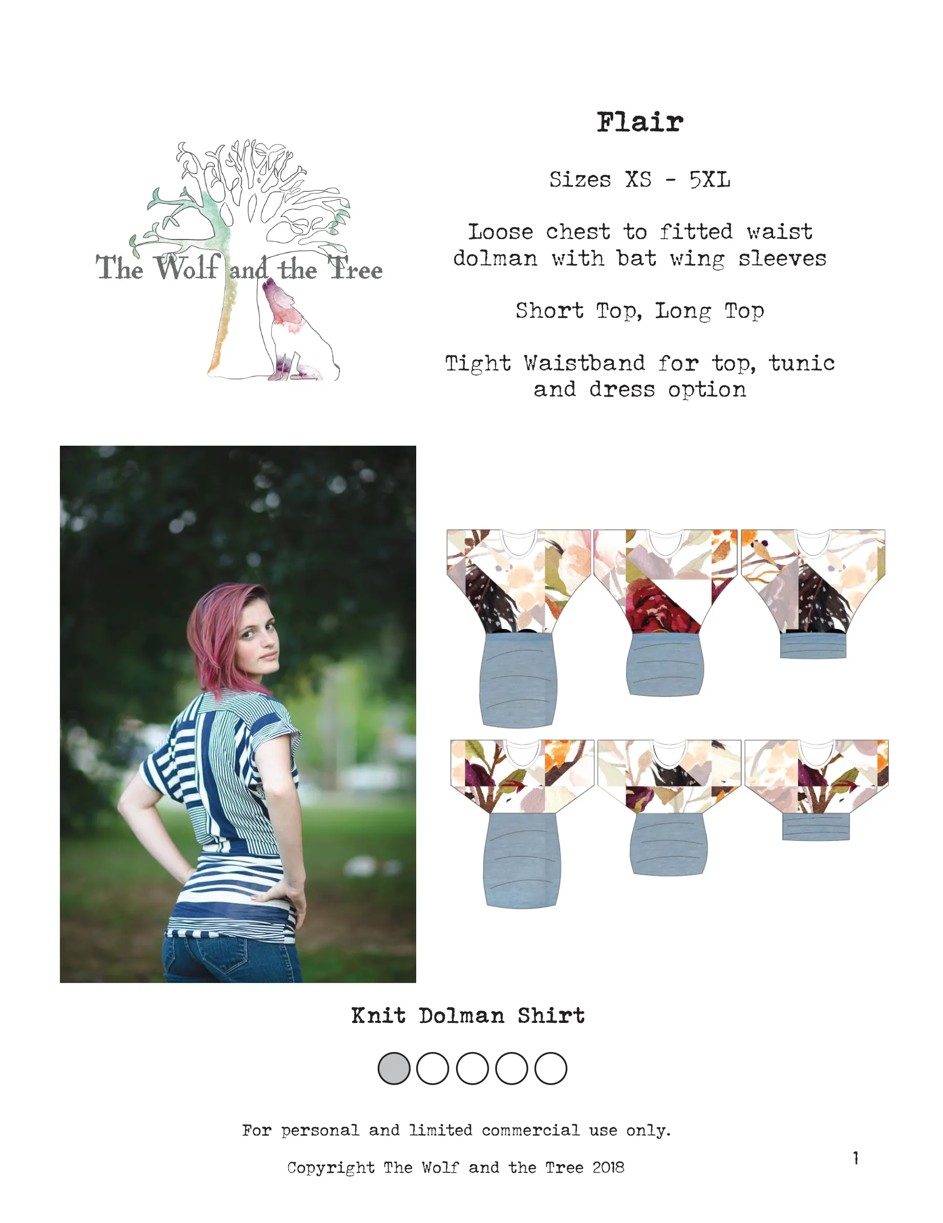 *Retirement SALE * Flair - Top, Tunic, Dress - Loose to fitted dolman with bat wing sleeves in 6 styles