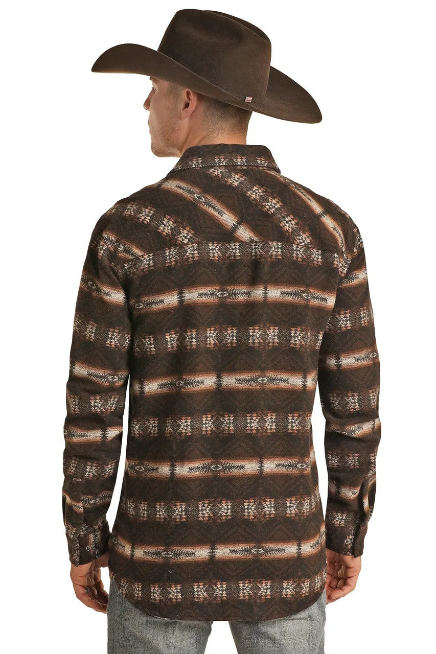 Rock & Roll Men Aztec Print Shirt Jacket