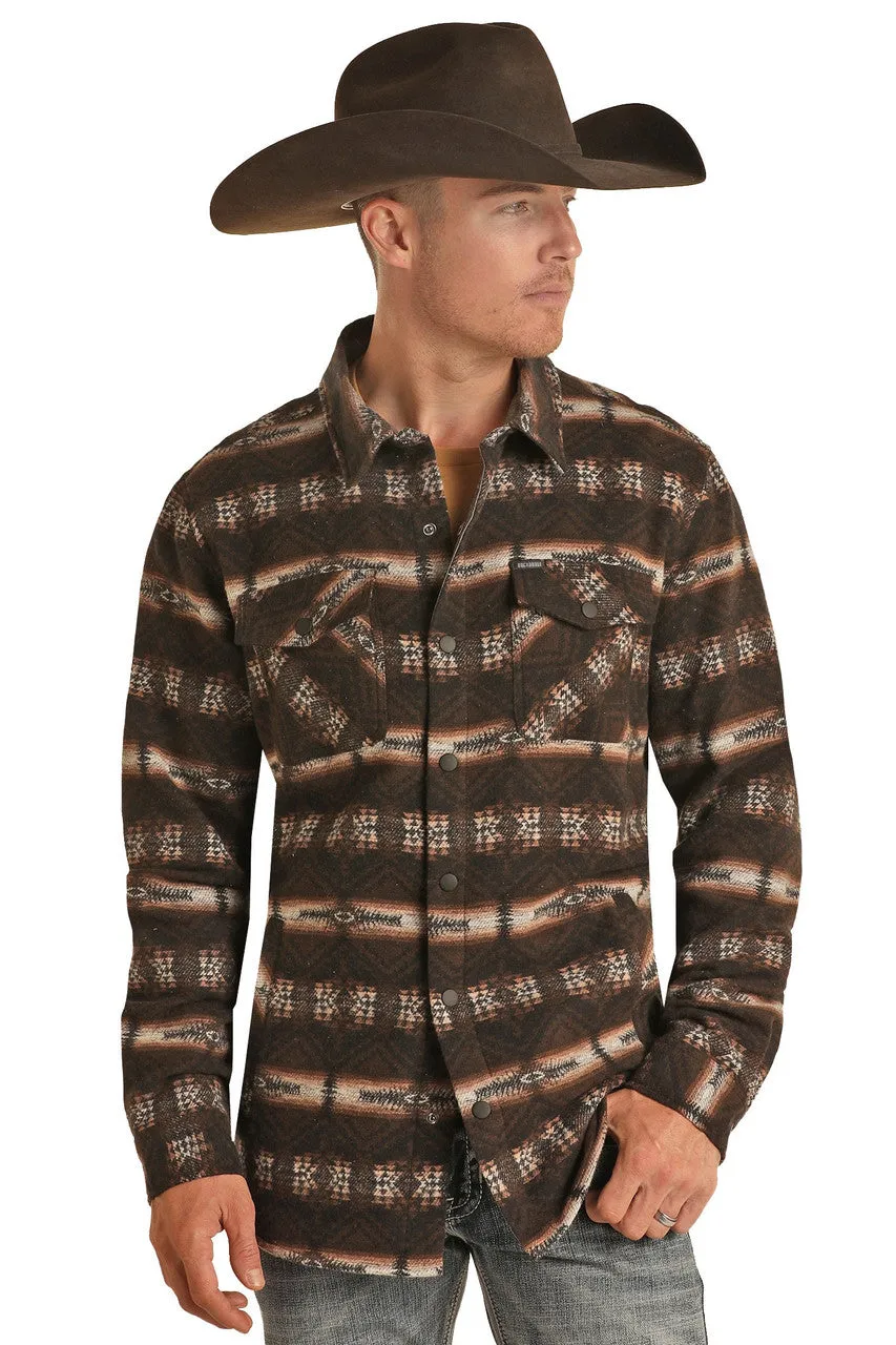 Rock & Roll Men Aztec Print Shirt Jacket