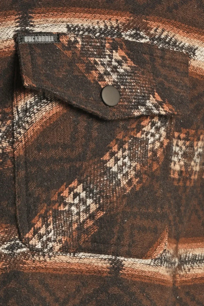 Rock & Roll Men Aztec Print Shirt Jacket