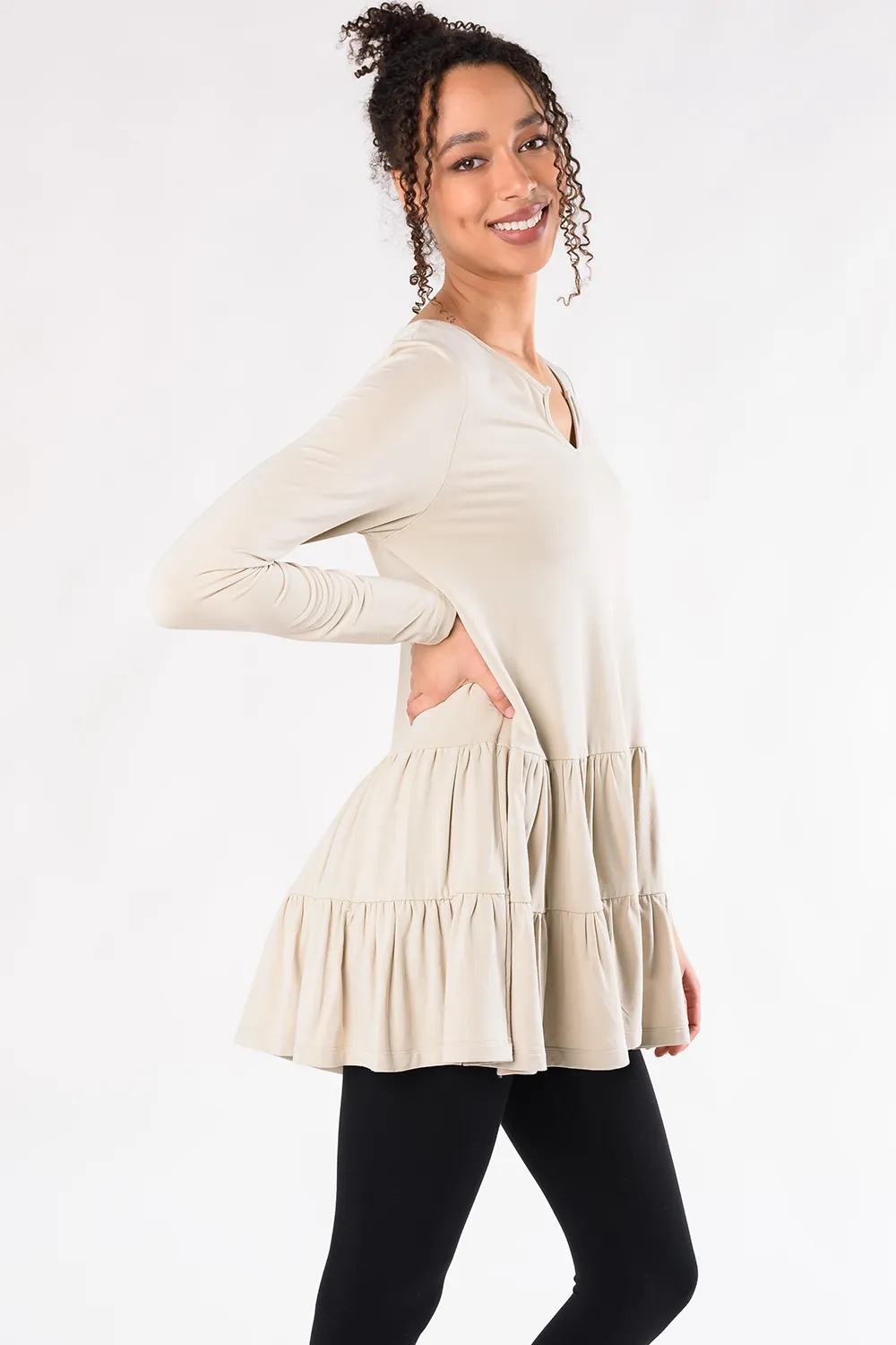 Sadie Tiered Bamboo Tunic - Stone