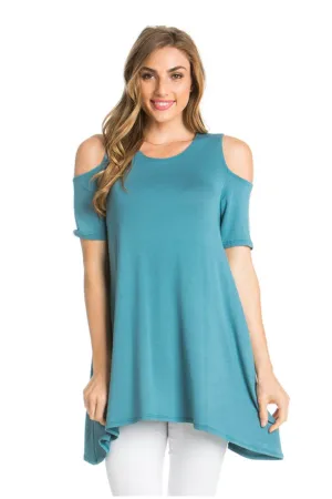 Sage Open Shoulder Tunic Top