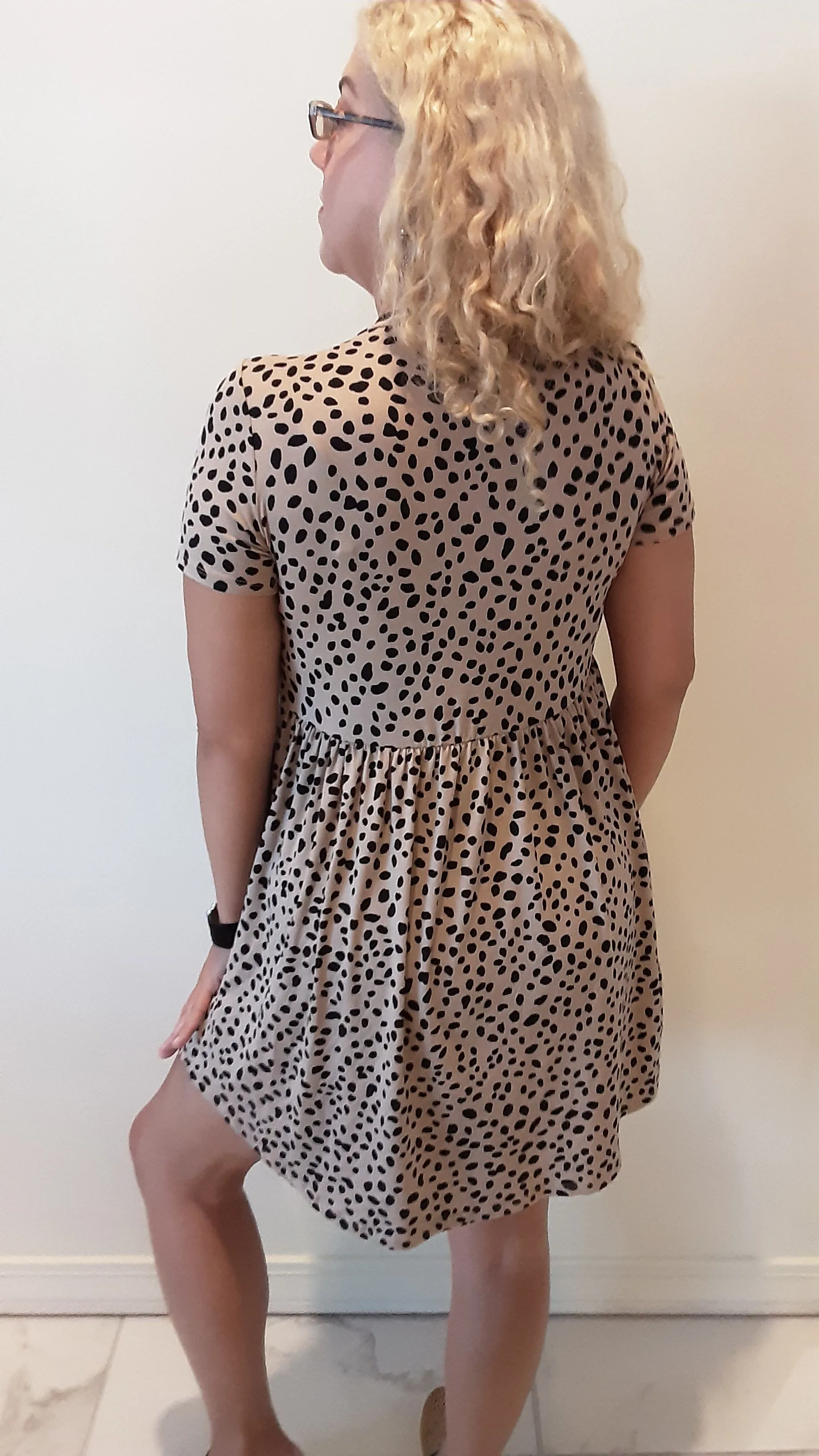 Scoop Neck Short Sleeve Tunic Dress