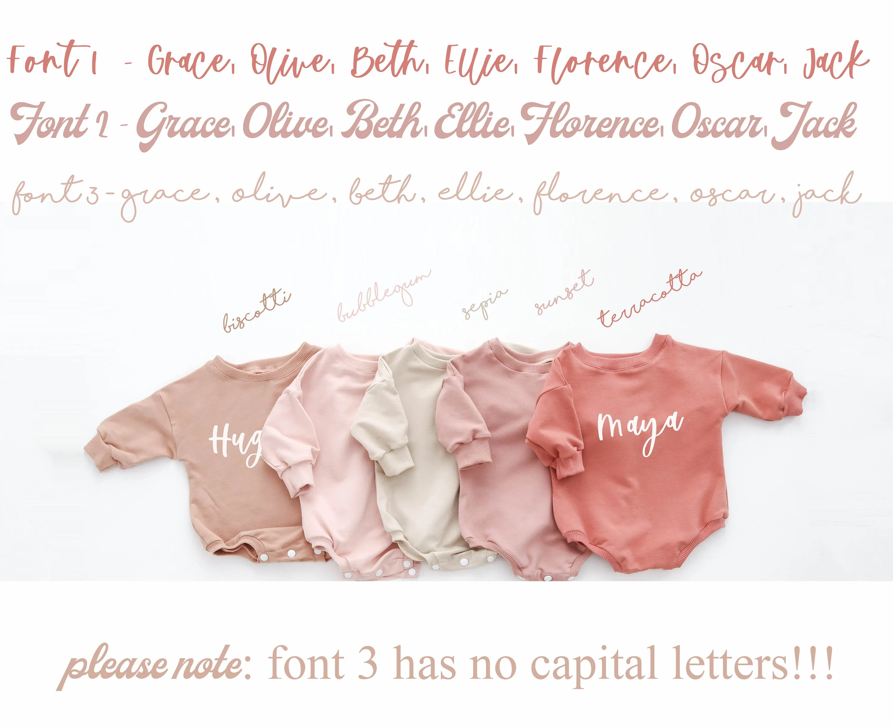 Sepia PERSONALISED sweatshirt romper. { 3 FONTS }