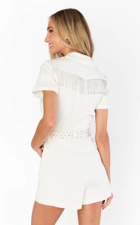 Show Me Your Mumu Outlaw Romper - Rhinestone Fringe