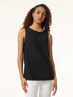 Side Slit Sleeveless Tunic, Moss Crepe