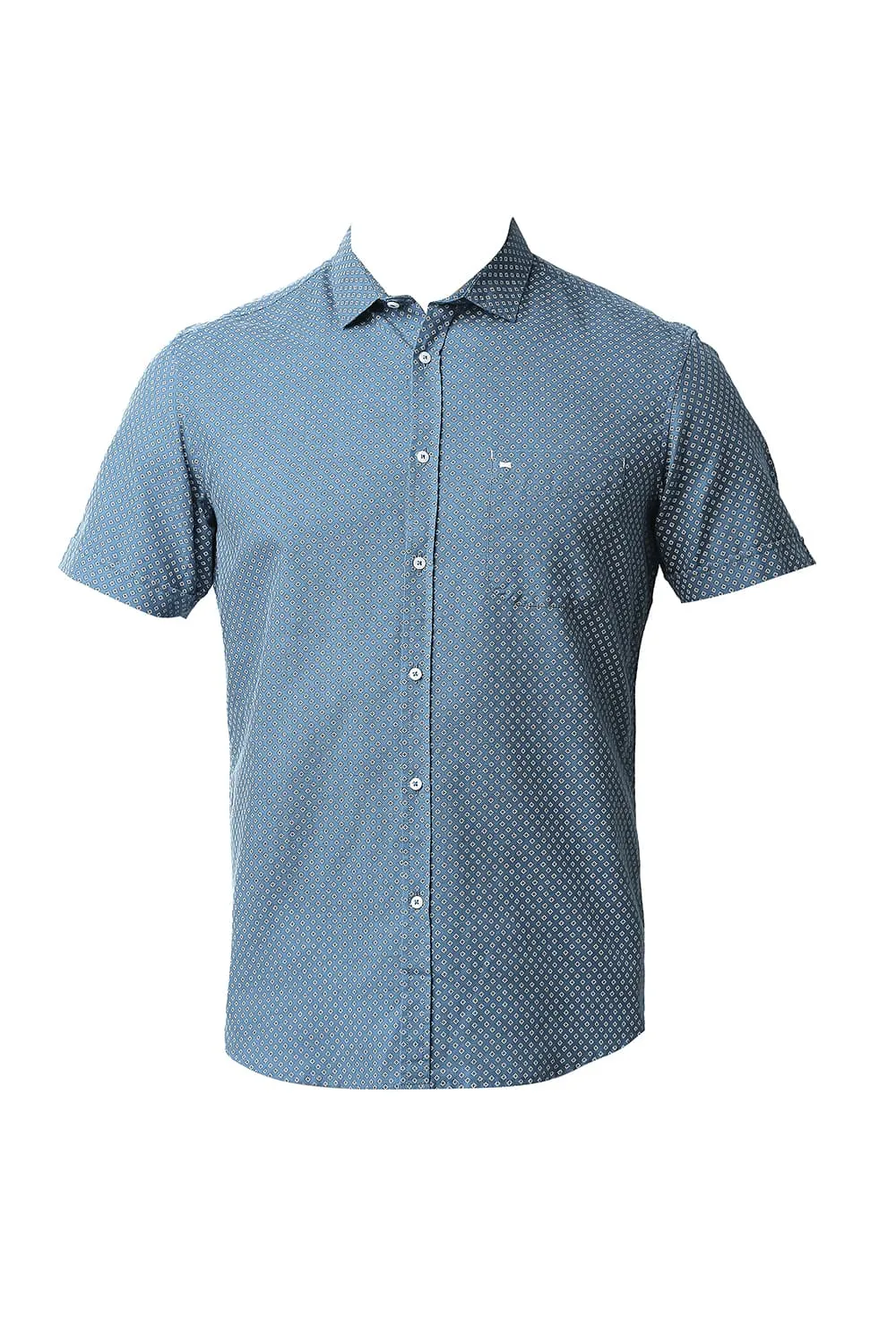 Slim Fit Cotton Linen Printed Halfsleeves Shirt