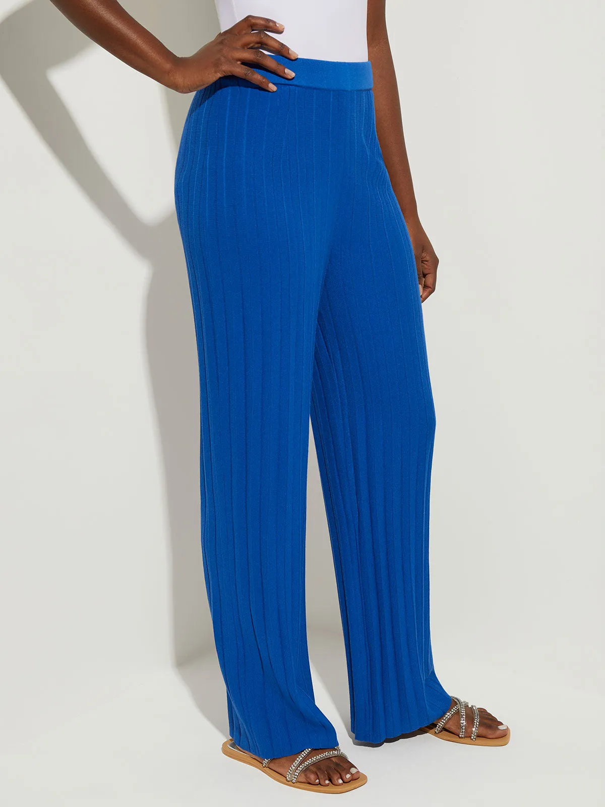 Soft Ribbed Knit Wide Leg Pant