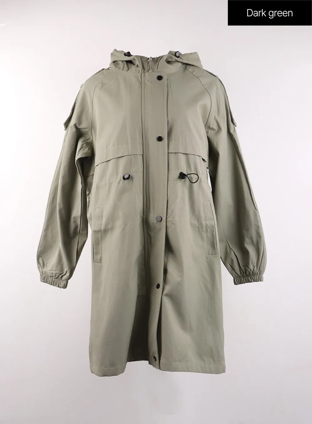 Solid Hooded Trench Coat OF405