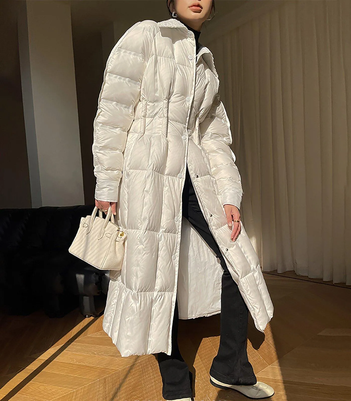 Spread Collar Down Puffer Long Coat