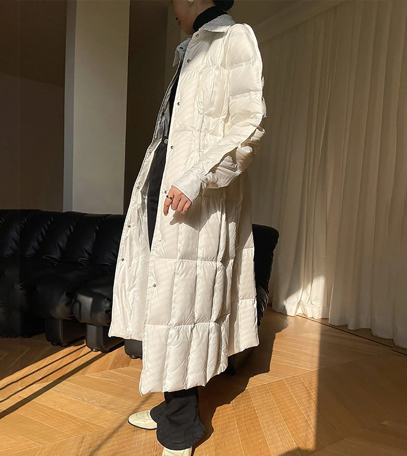 Spread Collar Down Puffer Long Coat