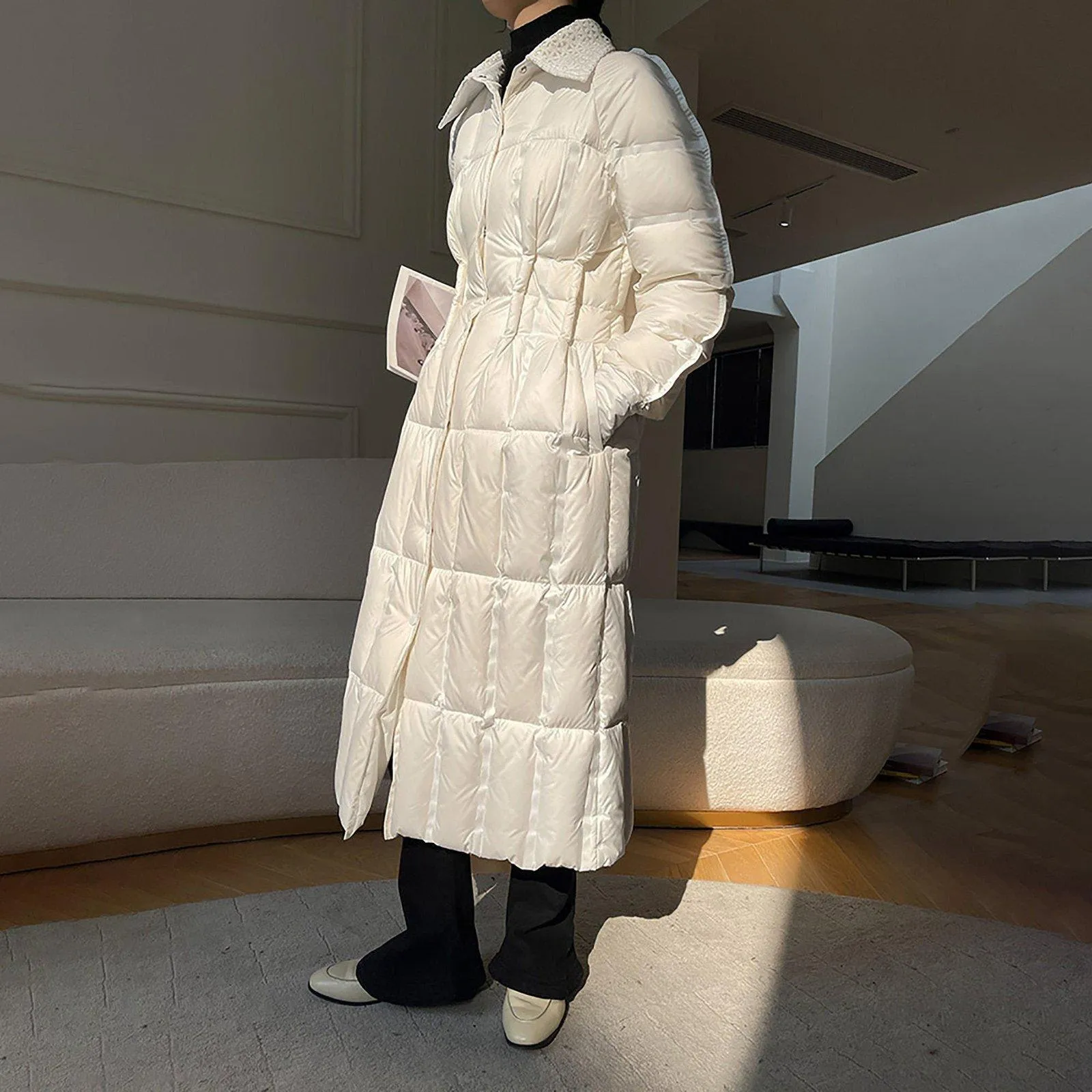 Spread Collar Down Puffer Long Coat