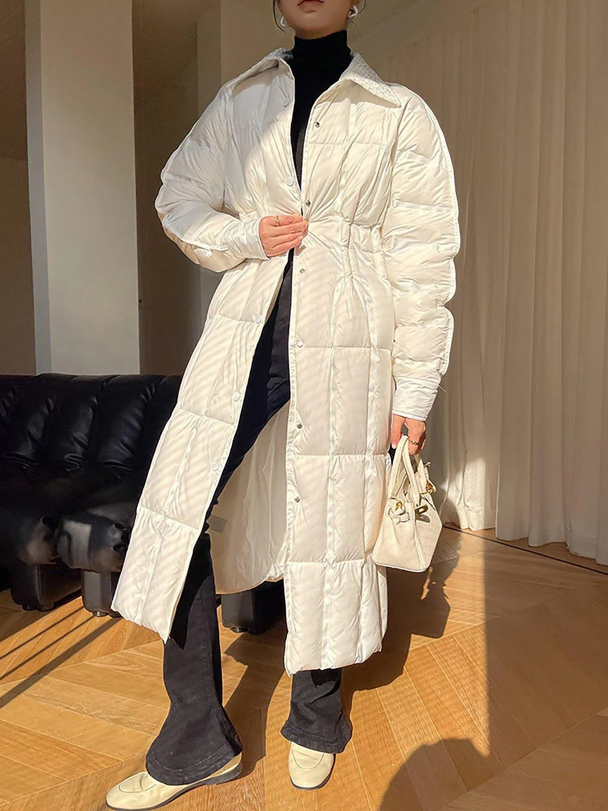 Spread Collar Down Puffer Long Coat