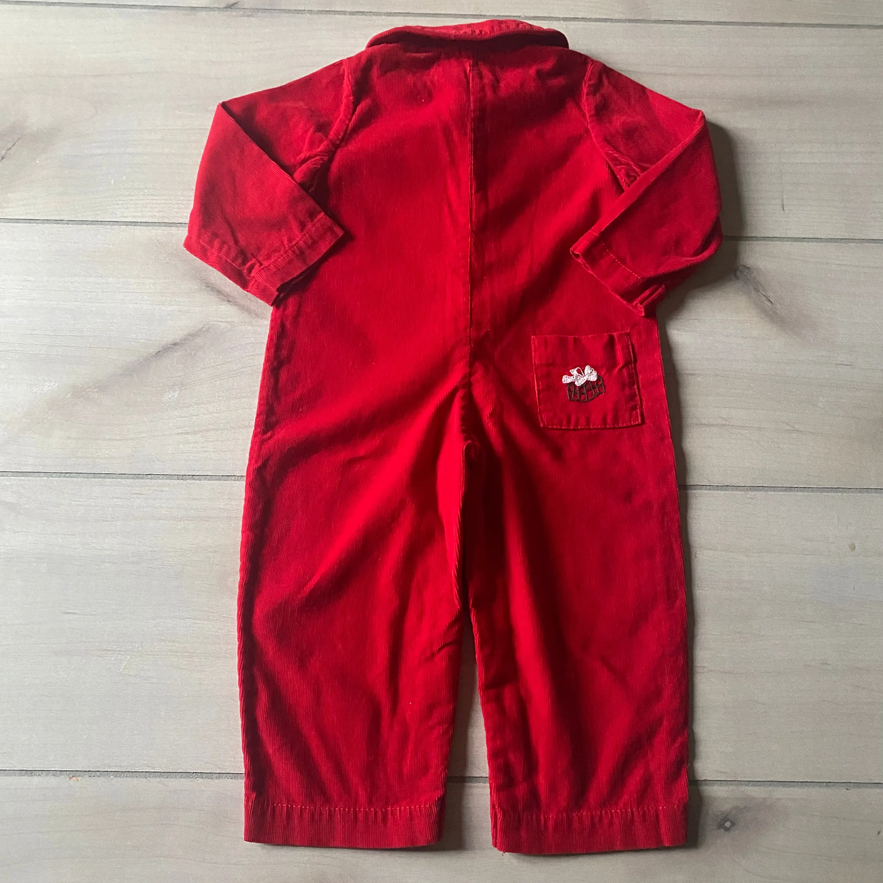 Strasburg Red Corduroy Button Up Romper