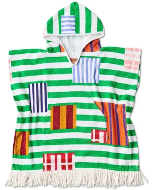 Stripe On Stripe Printed Kids Terry Poncho