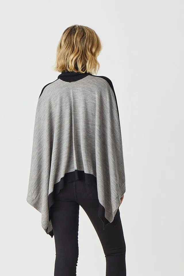 Stripe Poncho Roll Neck