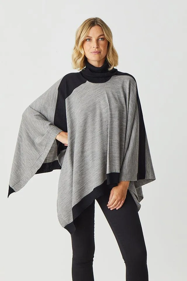 Stripe Poncho Roll Neck