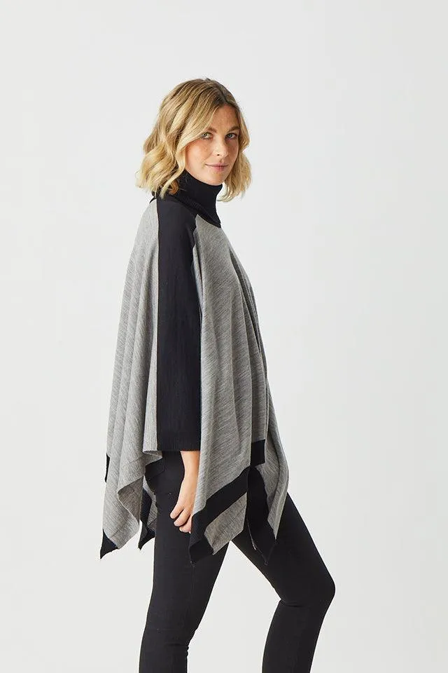 Stripe Poncho Roll Neck