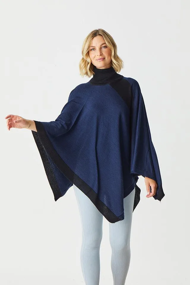 Stripe Poncho Roll Neck