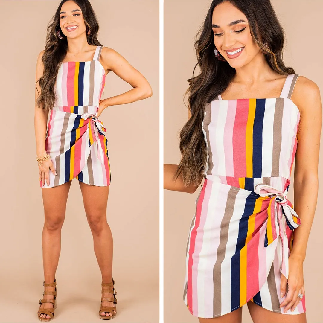 Summer Happens White Multi Stripe Dress