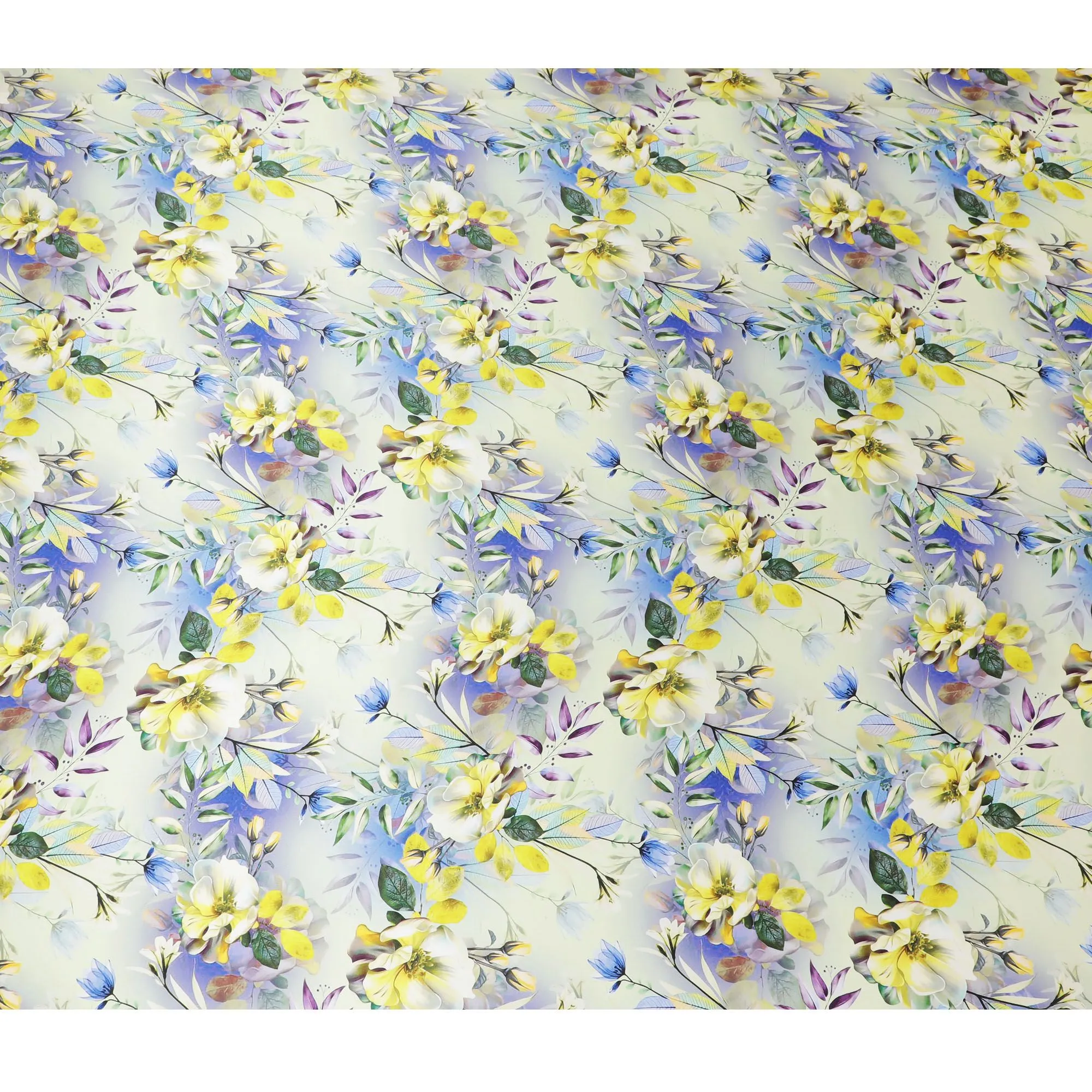 Sunlit Blossom Italian Silk Satin Fabric - Lemon Hues, 140cm Wide - Buy Exclusive Fabrics Online-D18316