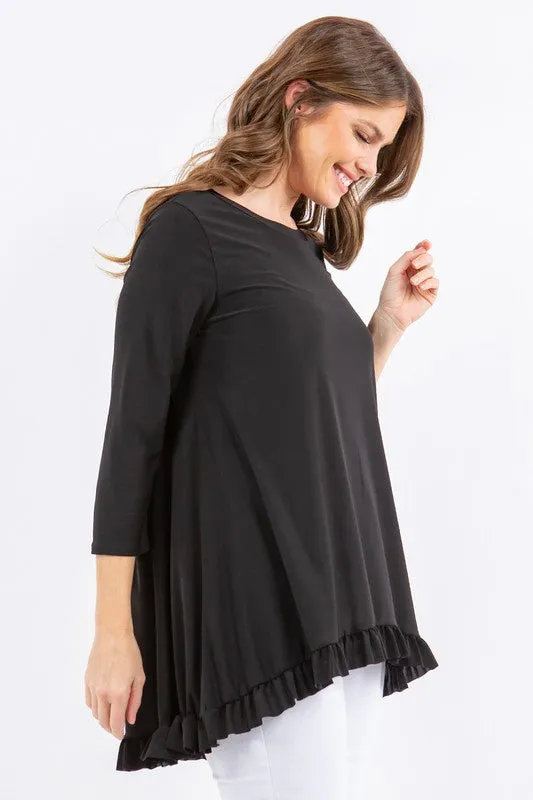 Sweet Lady Solid Tunic Top - Black/ Off White/ Pink