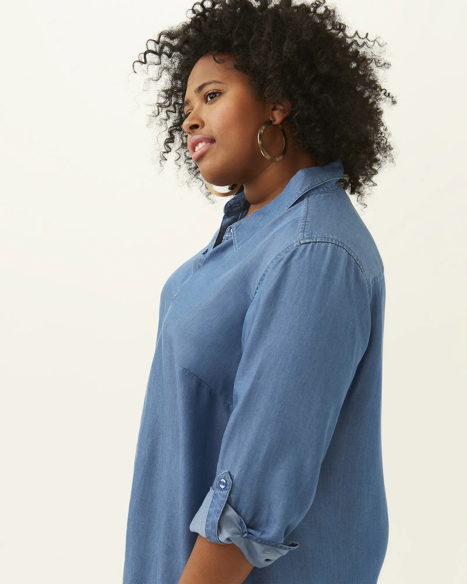 Tabitha Chambray Button-Down Tunic | Medium Wash