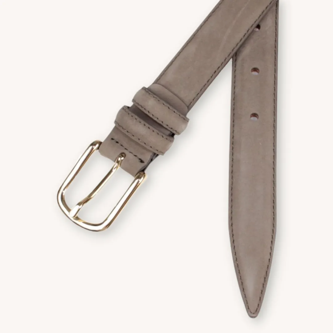 Taupe Nubuck Leather Belt