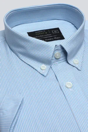 Teal Pin Stripe Formal Luxury Shirt (Half Sleeves)