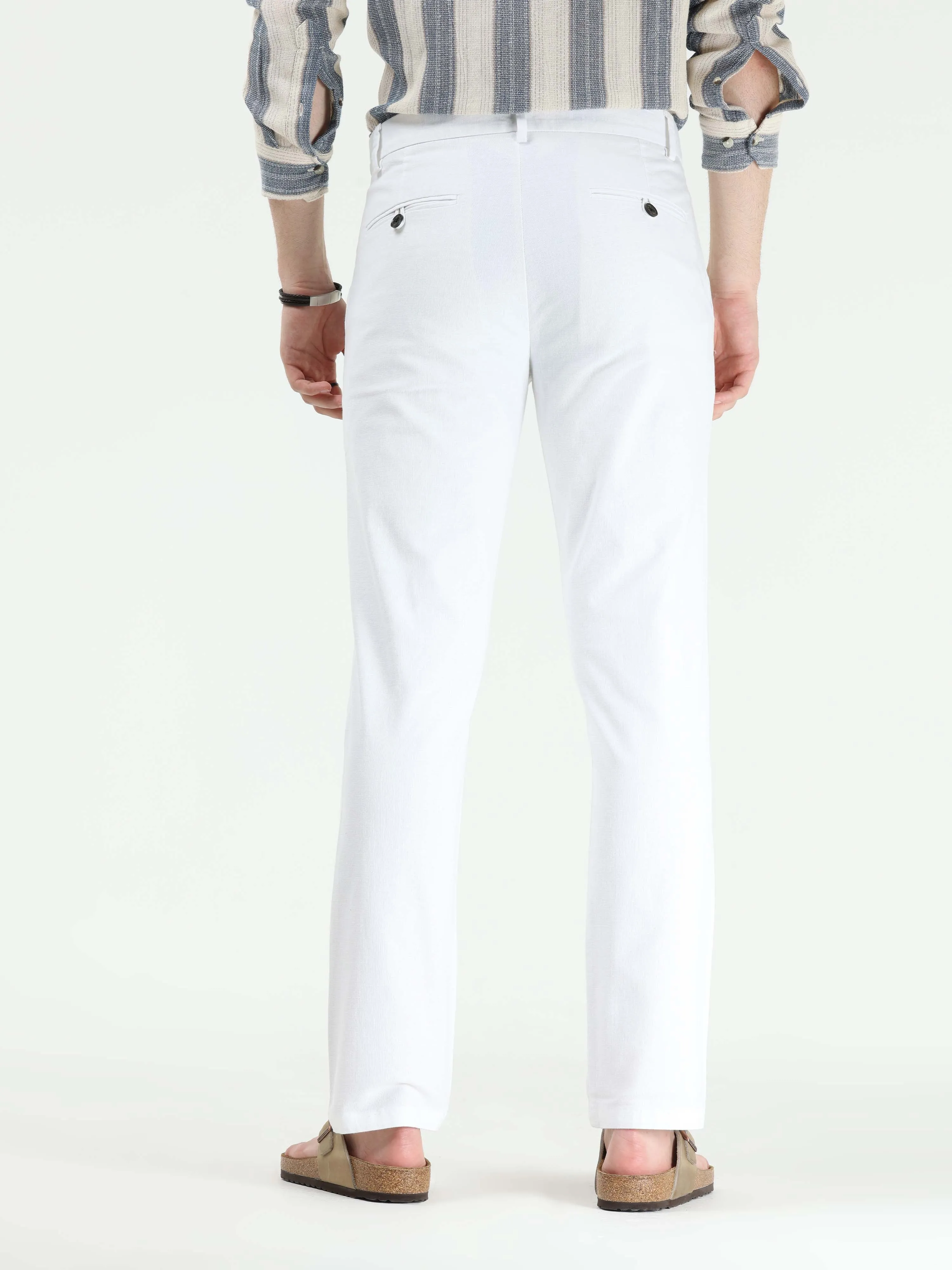 Timeless Cotton White Linen Chino