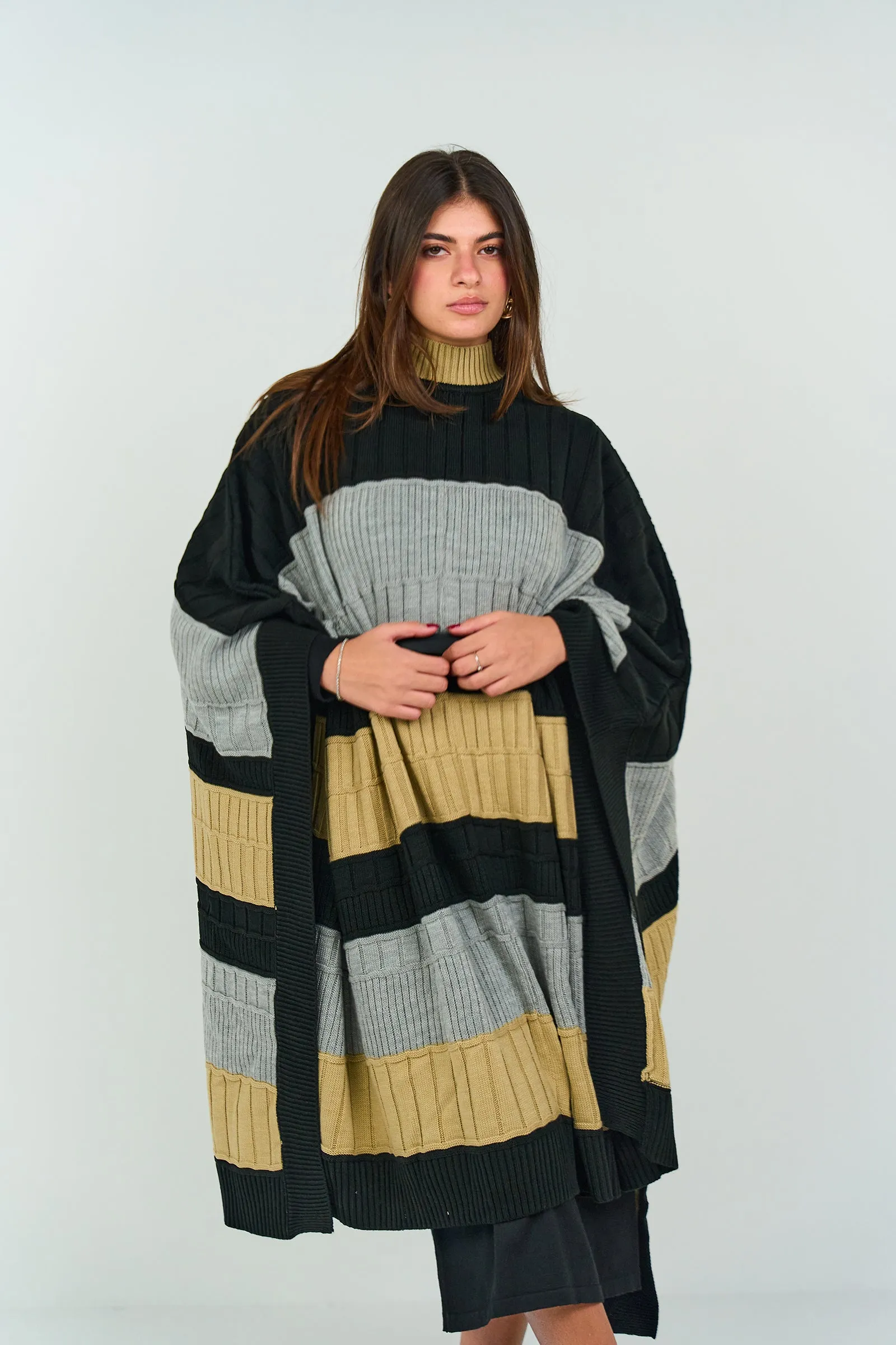 Tritone Knitted Poncho