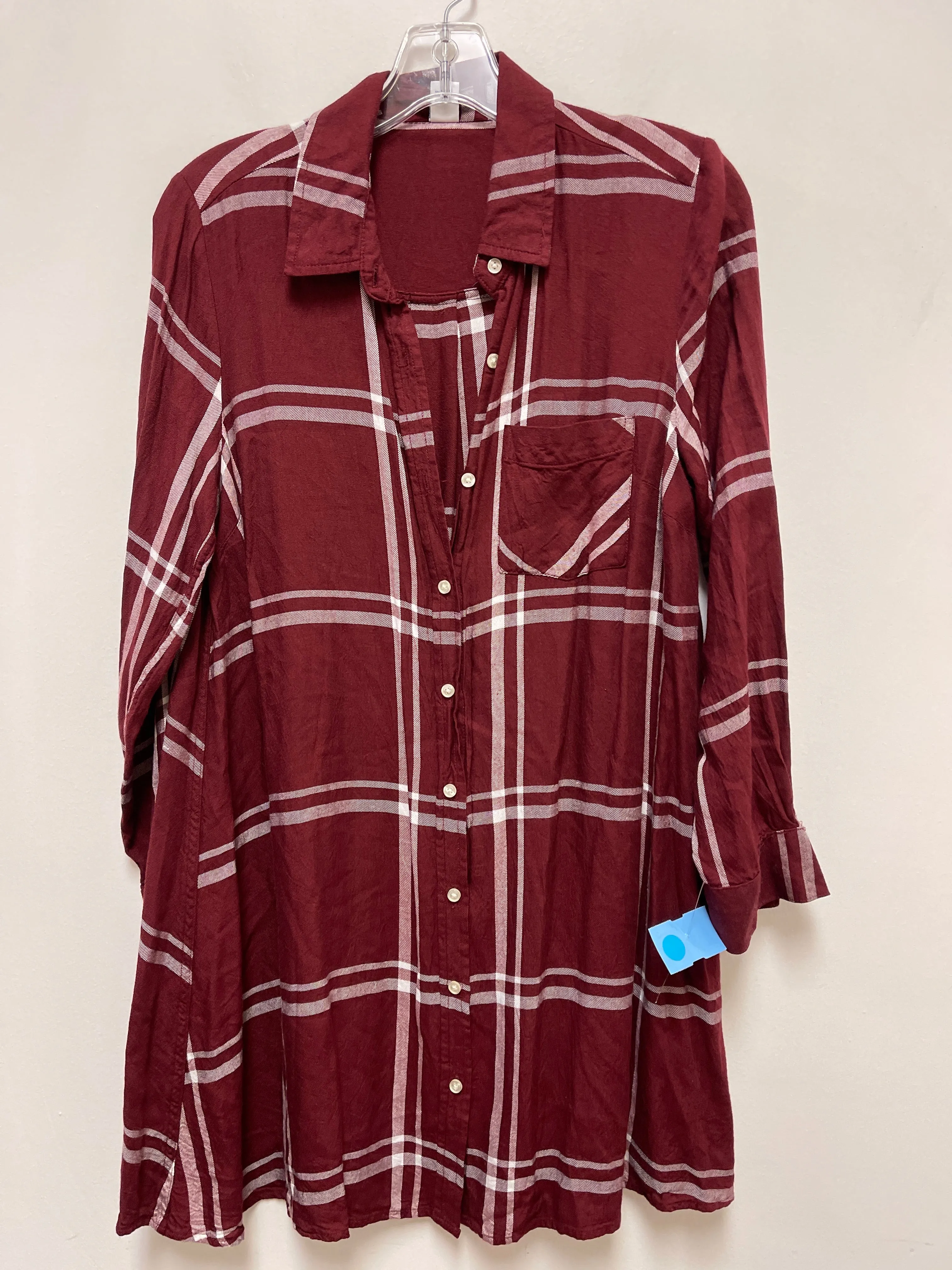 Tunic Long Sleeve By Old Navy In Red & White, Size: M