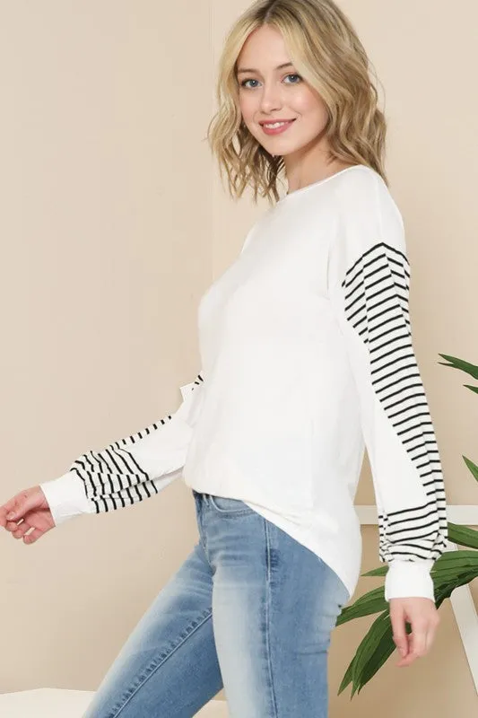 Tunic Top with Striped Sleeves