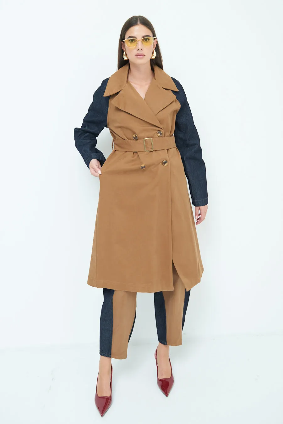 Two-tone trench coat wholesale