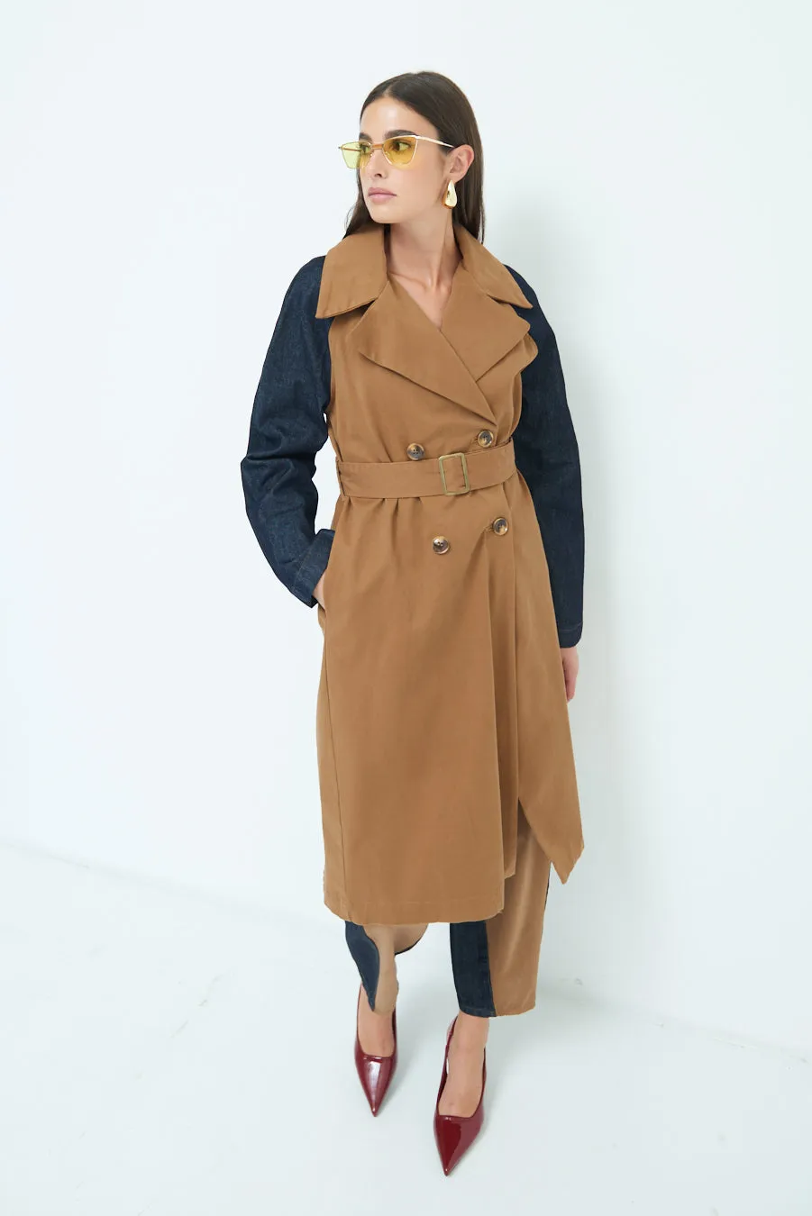 Two-tone trench coat wholesale