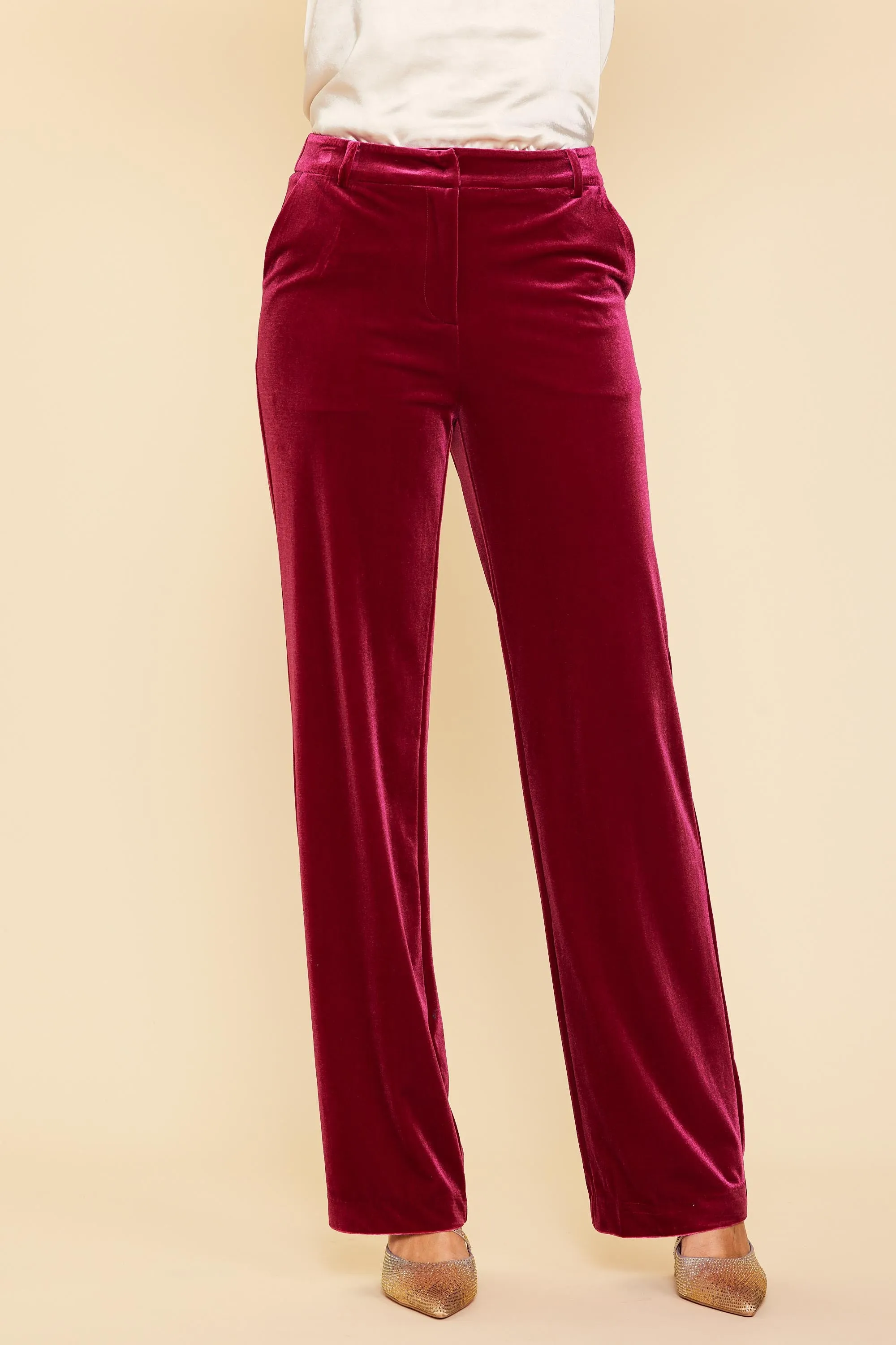 VELVET WIDE LEG PANTS